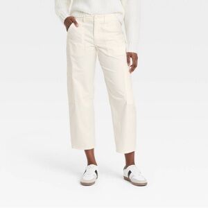 Women's Mid-Rise Barrel Leg Cargo Pants - Universal Thread™ Cream 10, 12 &  14